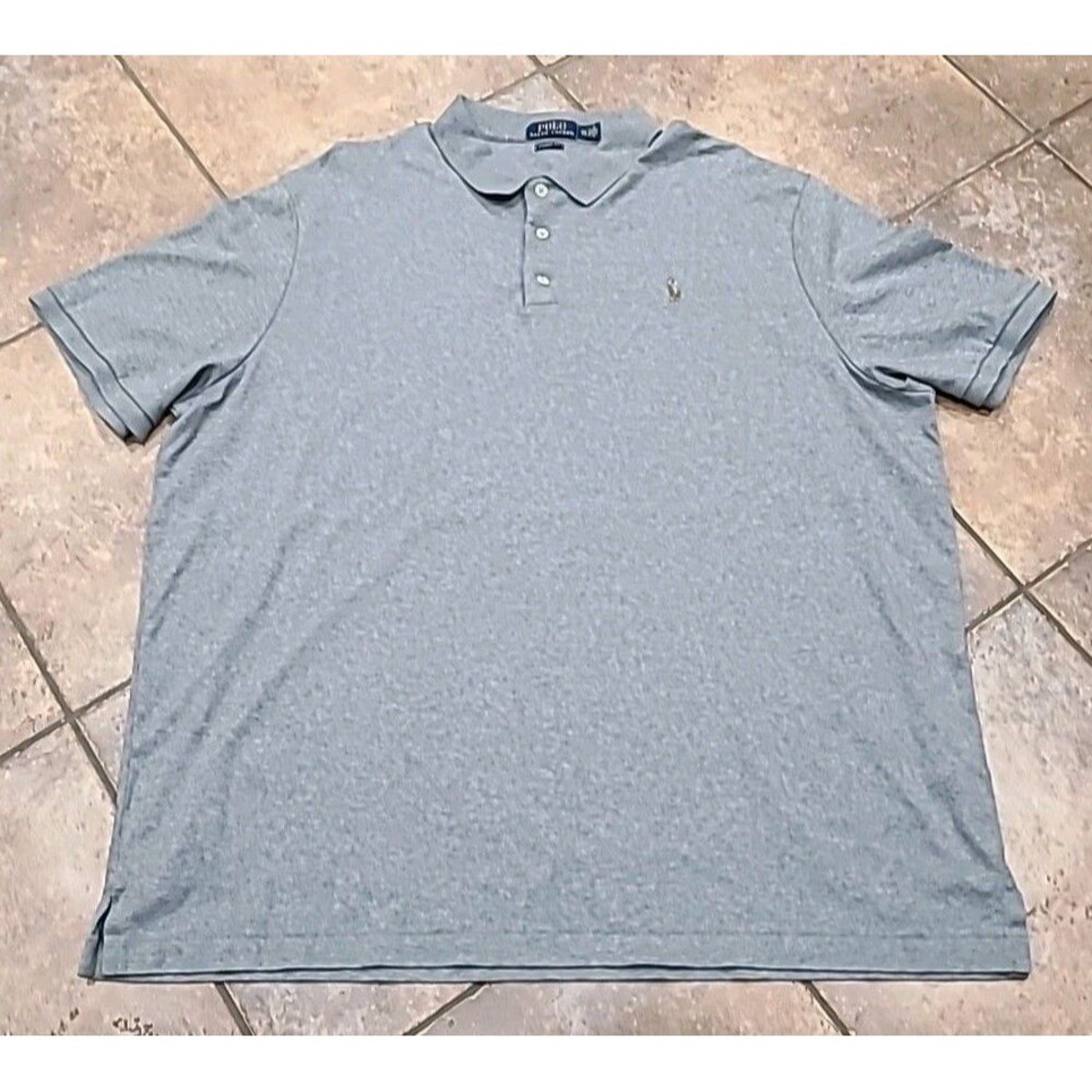 Polo Ralph Lauren Polo Shirt Mens XXL Heather Gray Pima Soft Touch Flesh Pony